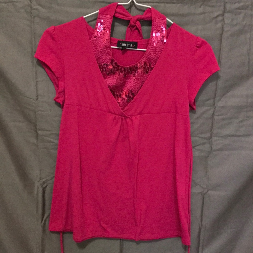 Sequined V-neck Shirt